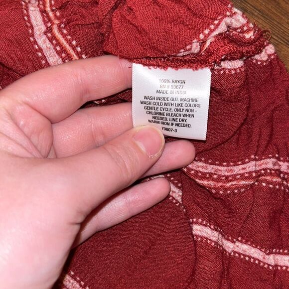 Women's A.N.A red 3/4 sleeved horizontal striped tie front blouse workwear large - Picture 5 of 5